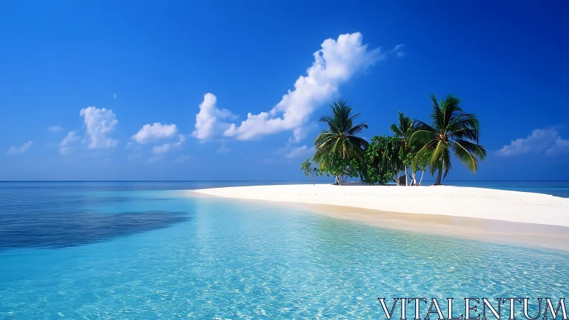 Tropical Island Paradise with Pristine White Sand Beach