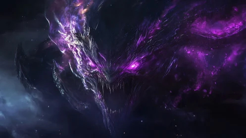Cosmic void wraith with bioluminescent violet nebular aura