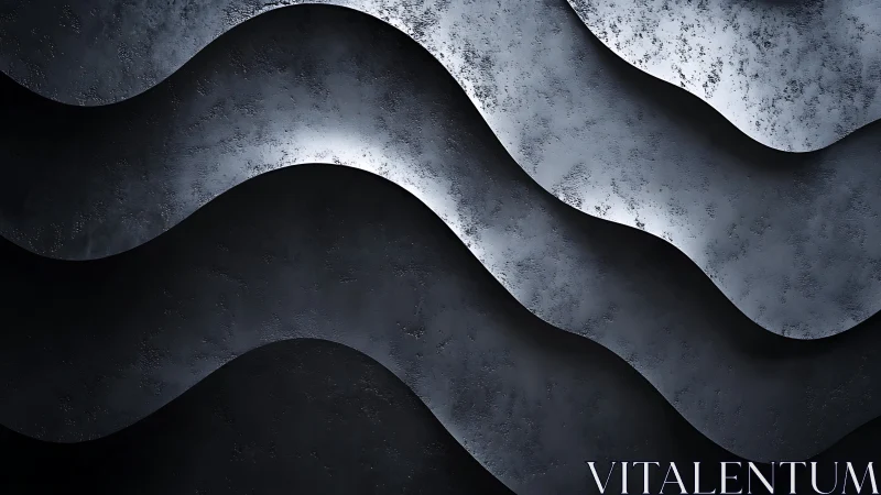 Layered metallic waves with textured monochrome gradients.