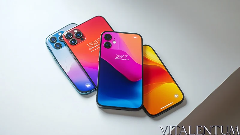 Vibrant Smartphone Collection in Rainbow Hues.