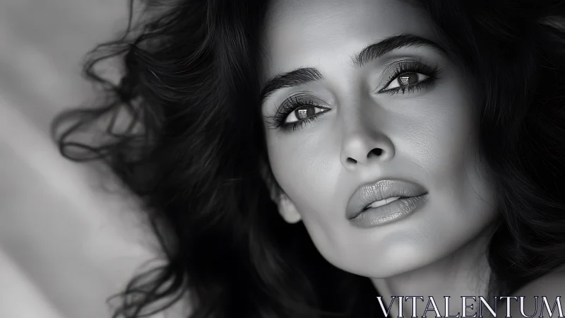 Monochrome portrait captures soulful gaze in soft light