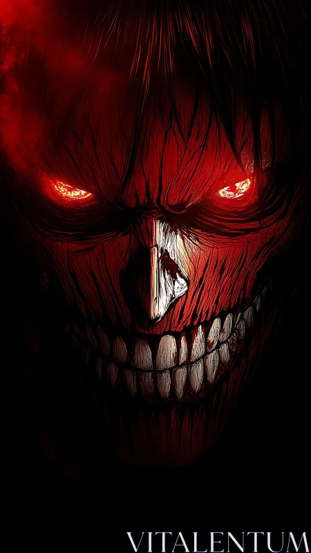 Digital painting of demonic skull portrait with infernal glare.