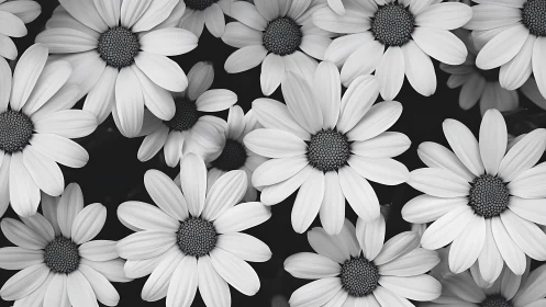 Monochrome Daisies Close-Up Detailed Floral Study