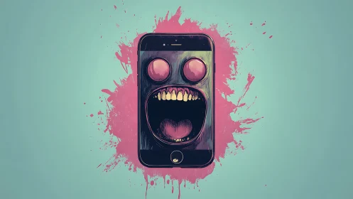 Phone on the verge of a scream splashed in neon paint.