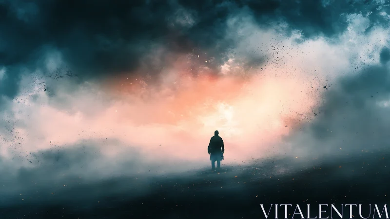 Two wanderers step into a storm that glows like dawnfire