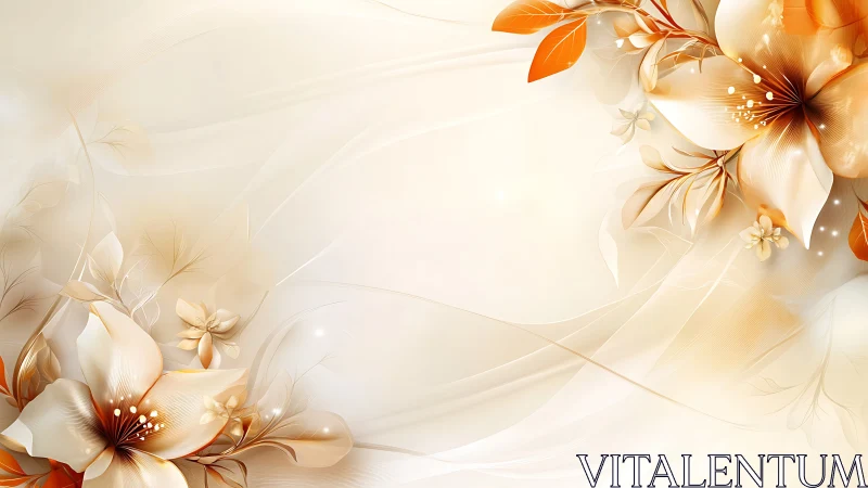 Blooming Elegance: Where Amber Petals Dance Through Liquid Light