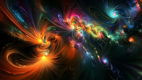 Galactic whirlpools braid neon storms across a cosmic sea