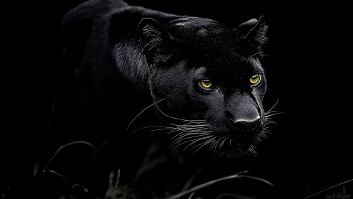 Obsidian Gaze Pierces the Void with Amber Intensity