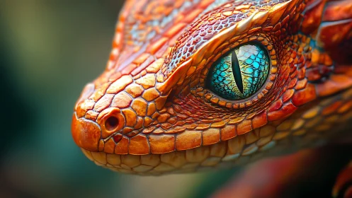 Vivid dragon eye glows with intricate, jewel-like scales