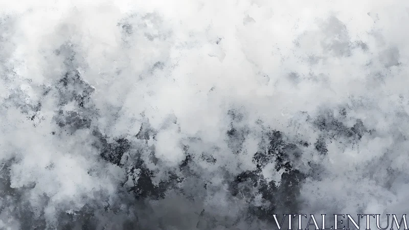 Gentle storm of clouded white, drifting across quiet gray.