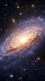 Spiral galaxy core glows amid dense star field in space