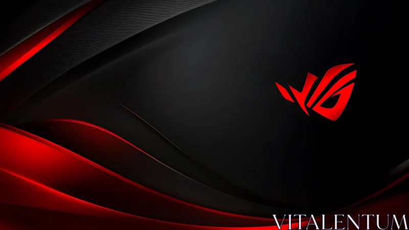 Sleek red and black abstract wallpaper with bold gaming logo.