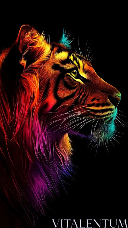 Neon twilight tiger blazing through electric midnight.