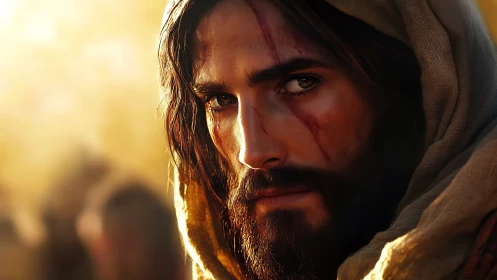 Photorealistic cloaked portrait with dramatic rim lighting.