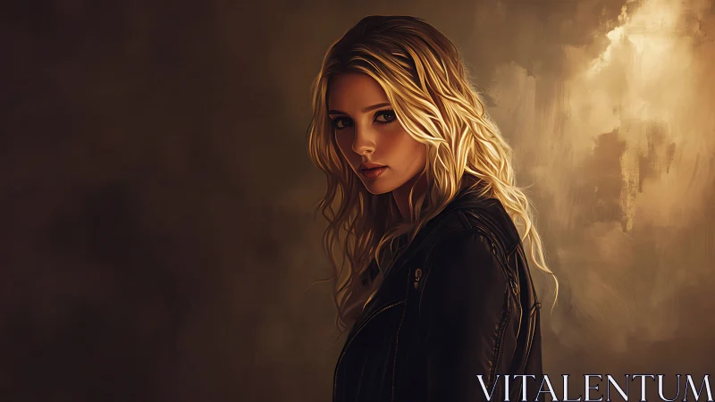 Leather-clad daydream walks from shadow into molten light