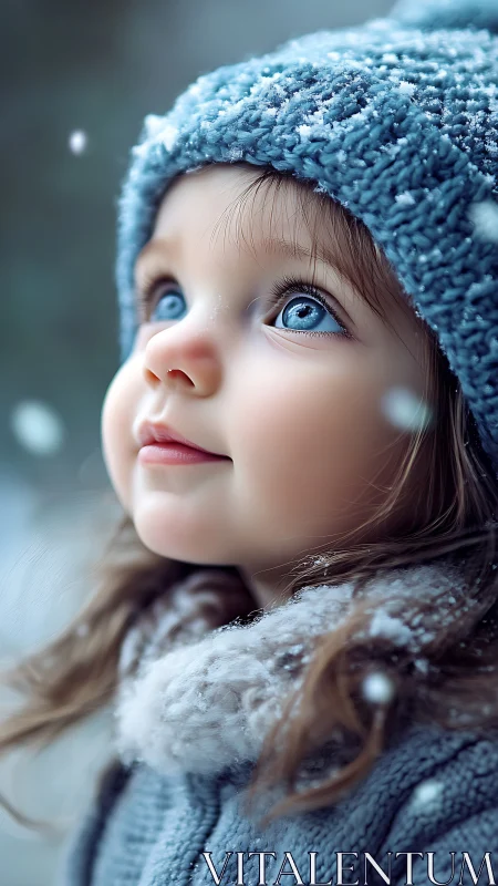 Child's Winter Wonder: Frosted Contemplation Upward.