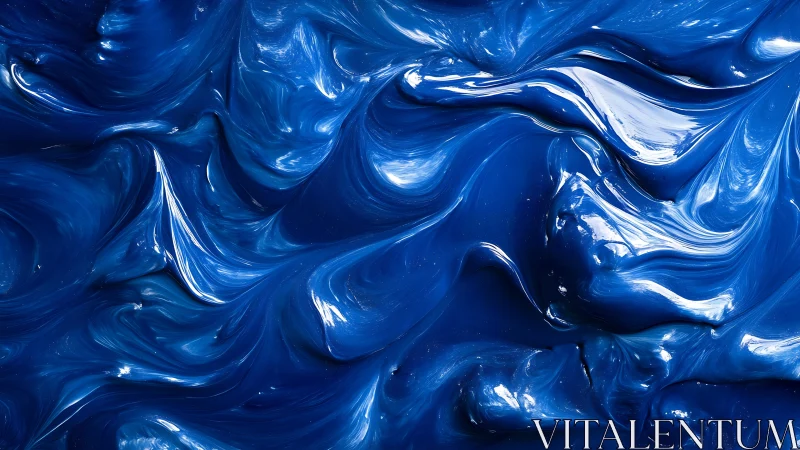 Sculpted Cobalt Pigment Waves in High-Gloss Macro Abstraction.