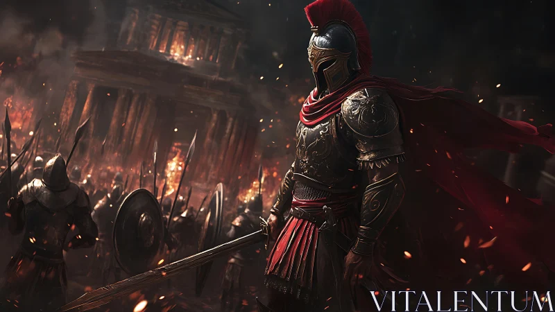 Crimson‑clad warlord claims the burning city as his throne