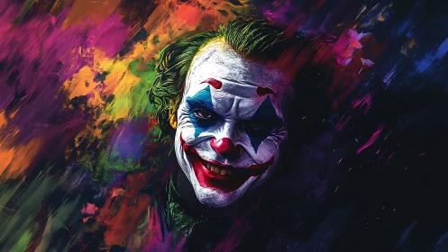 Clown portrait with smeared multicolor abstract background