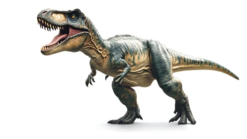 Realistic tyrannosaurus rex render on white background.