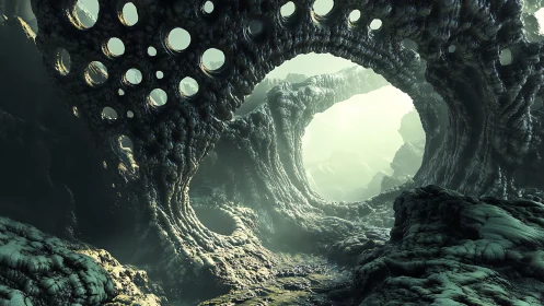 Otherworldly stone arches invite a quiet journey into light