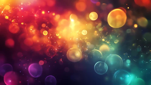 Iridescent bokeh orbs drifting through prismatic lightscape.