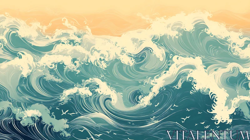 Turbulent vector ocean waves with dynamic fluid vortices.