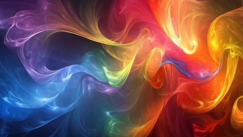 Chromatic storm ribbons swirl through luminous digital ether.