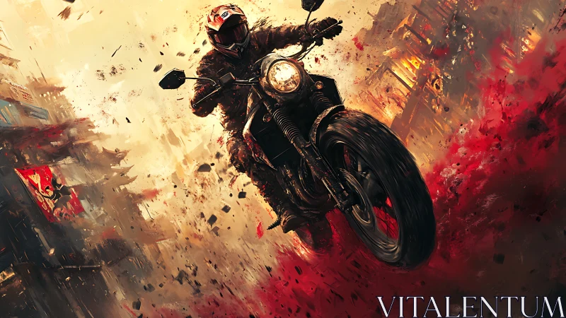 Motorcycle renegade carves a burning trail through chaos