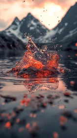 Molten sunset splash crowns a glacial mirror lake horizon.