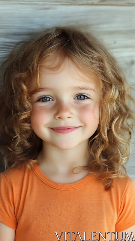 Portrait of Young Child with Curly Hair