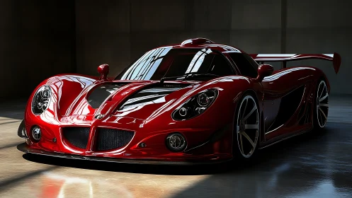 Red hypercar renders polished carbon body in moody studio