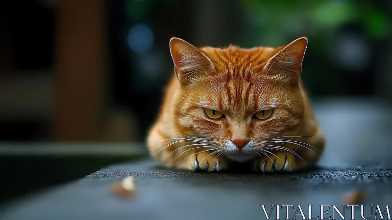 Amber-Eyed Feline in Predatory Repose: Portrait Study.