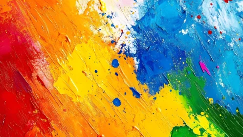 Vibrant Abstract Paint Strokes in Rainbow Colors, Modern Art Style.