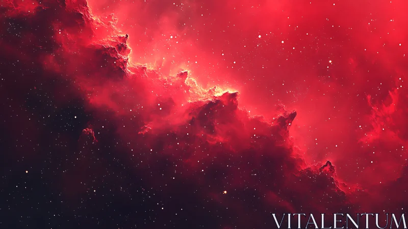 Crimson emission nebula rendered in high-contrast digital space art