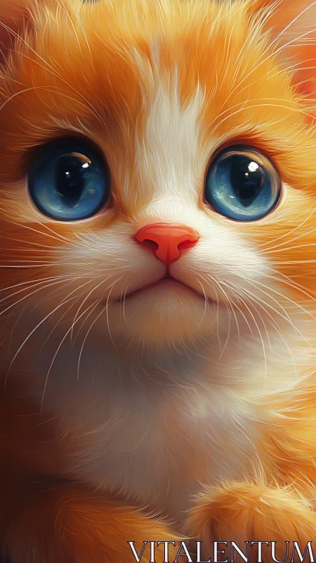 Sapphire Gaze: The Flame-Furred Feline's Mesmerizing Stare.