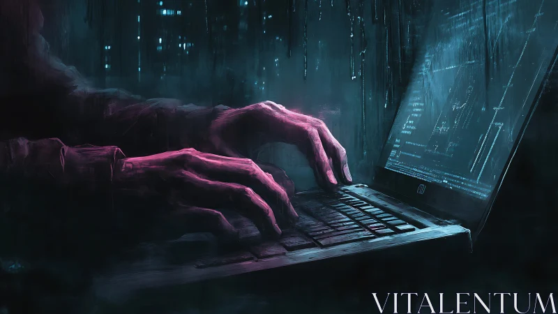 Neon phantom coder bending midnight code streams.