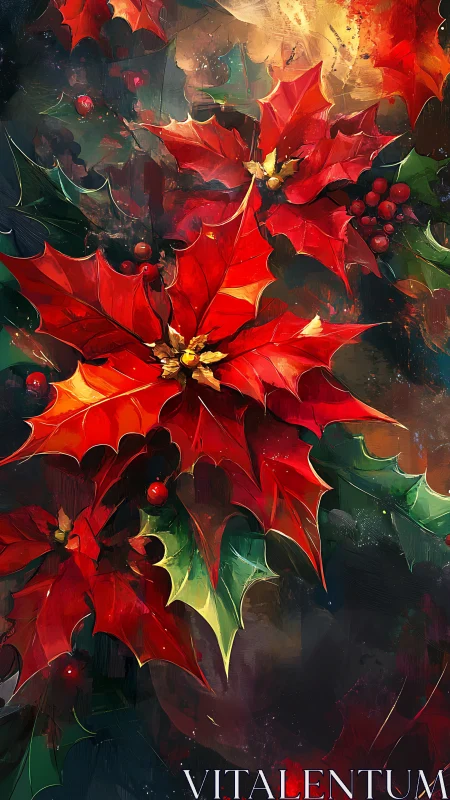 Glowing red poinsettias celebrate a rich festive warmth