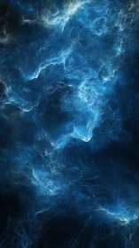 Deep blue nebula currents swirling in quiet cosmic night.