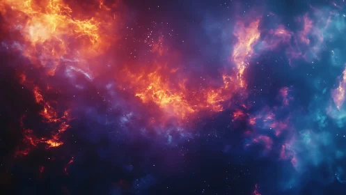 Nebula embers swirl through indigo voids in silent bloom