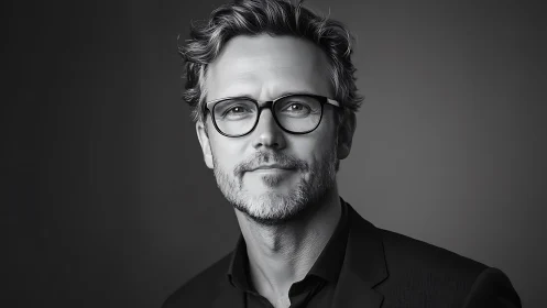 Quiet confidence sharpens in monochrome gentleman’s gaze