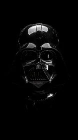 Glossy black sci‑fi helmet isolated by dramatic low‑key lighting