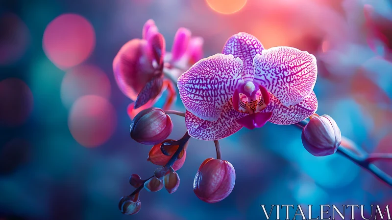 Neon Orchid Dreams: Luminescent Petals in Twilight Glow.