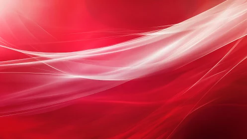 Abstract red background with flowing white lines, digital art.
