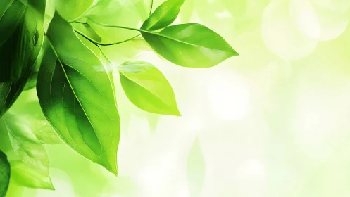 Green foliage close-up on soft light background.