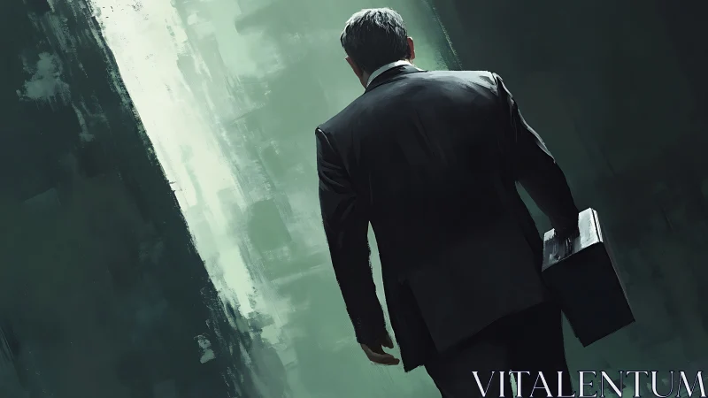 Professional in Corporate Ascension: Vertical Perspective Composition.