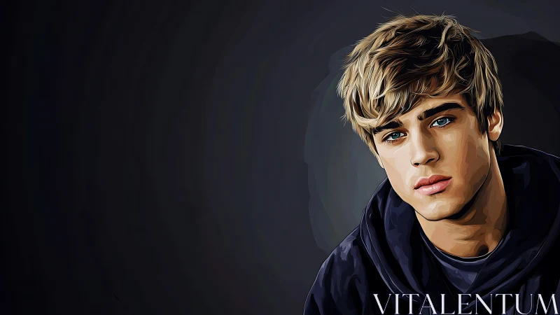 Warm portrait of a thoughtful young man in soft shadows.