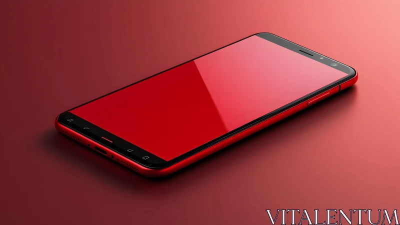 Sleek red smartphone on gradient background, modern minimal style.