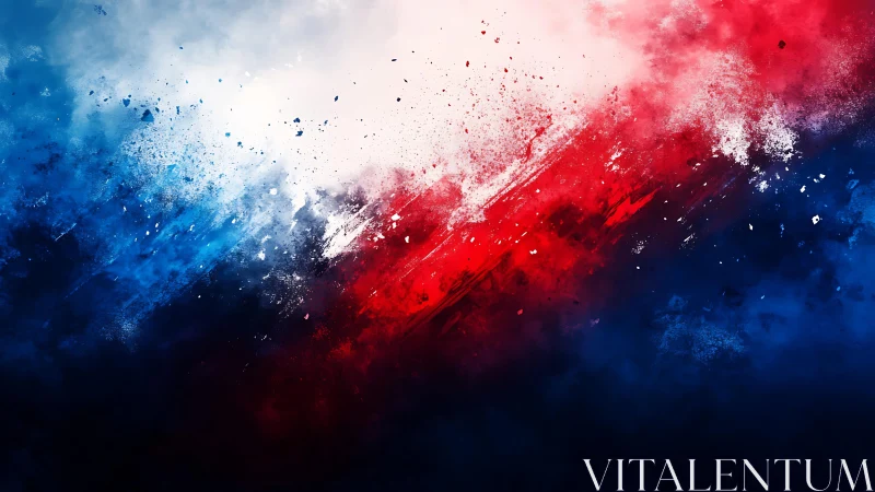 Dynamic Abstract Blue, Red, and White Paint Splash Art.