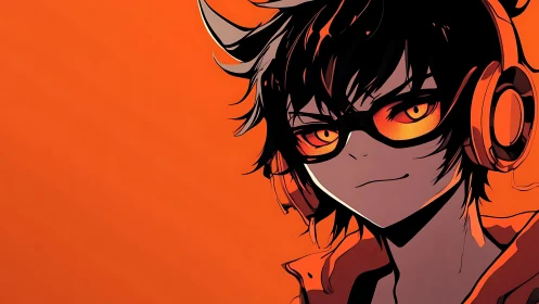 Stylized character portrait with orange monochrome palette